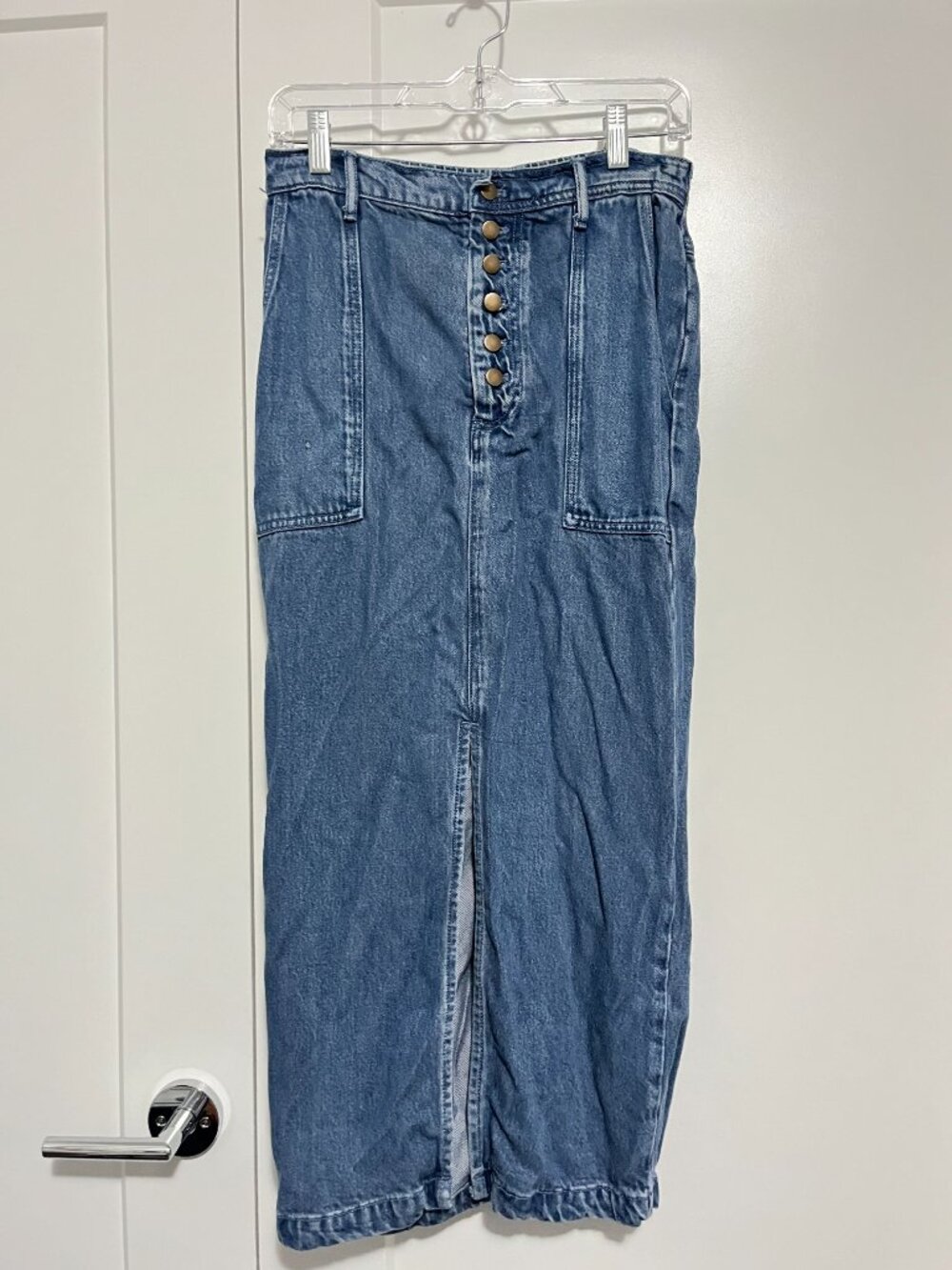 YFB Small Blue Button Fly Denim Jean Maxi Skirt